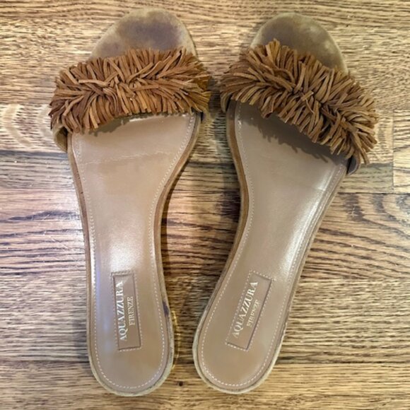 Aquazurra Fringe Brown Sandals - Picture 3 of 3
